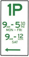 1P Parking parking sign